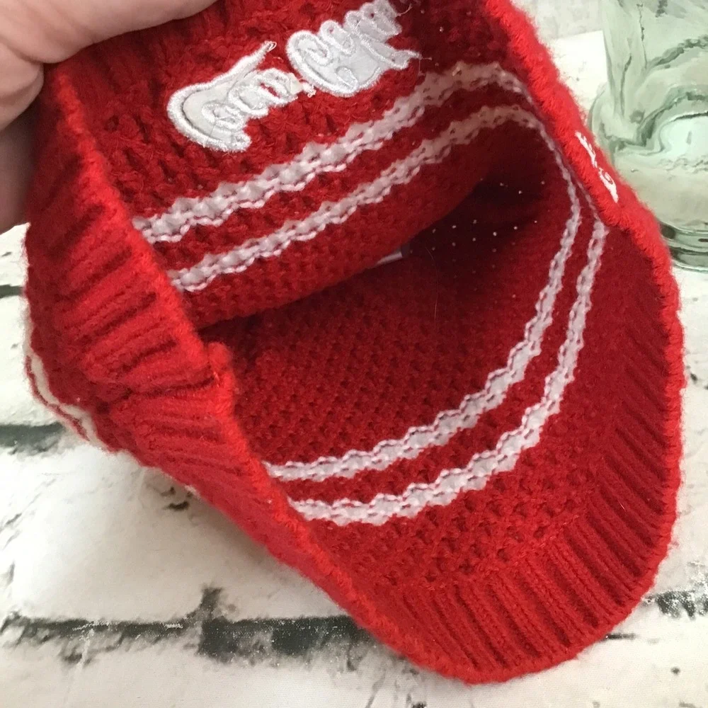 Coca-Cola Hat Unisex OSFA Red White Beanie Advertising Bubble‎ Knit Ski Cap